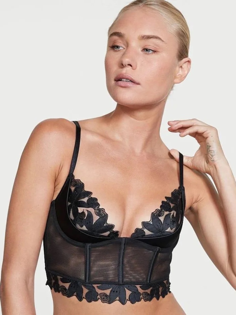 Victorias secrets very sexy floral embroidered quarter cup corset top luxe 32B